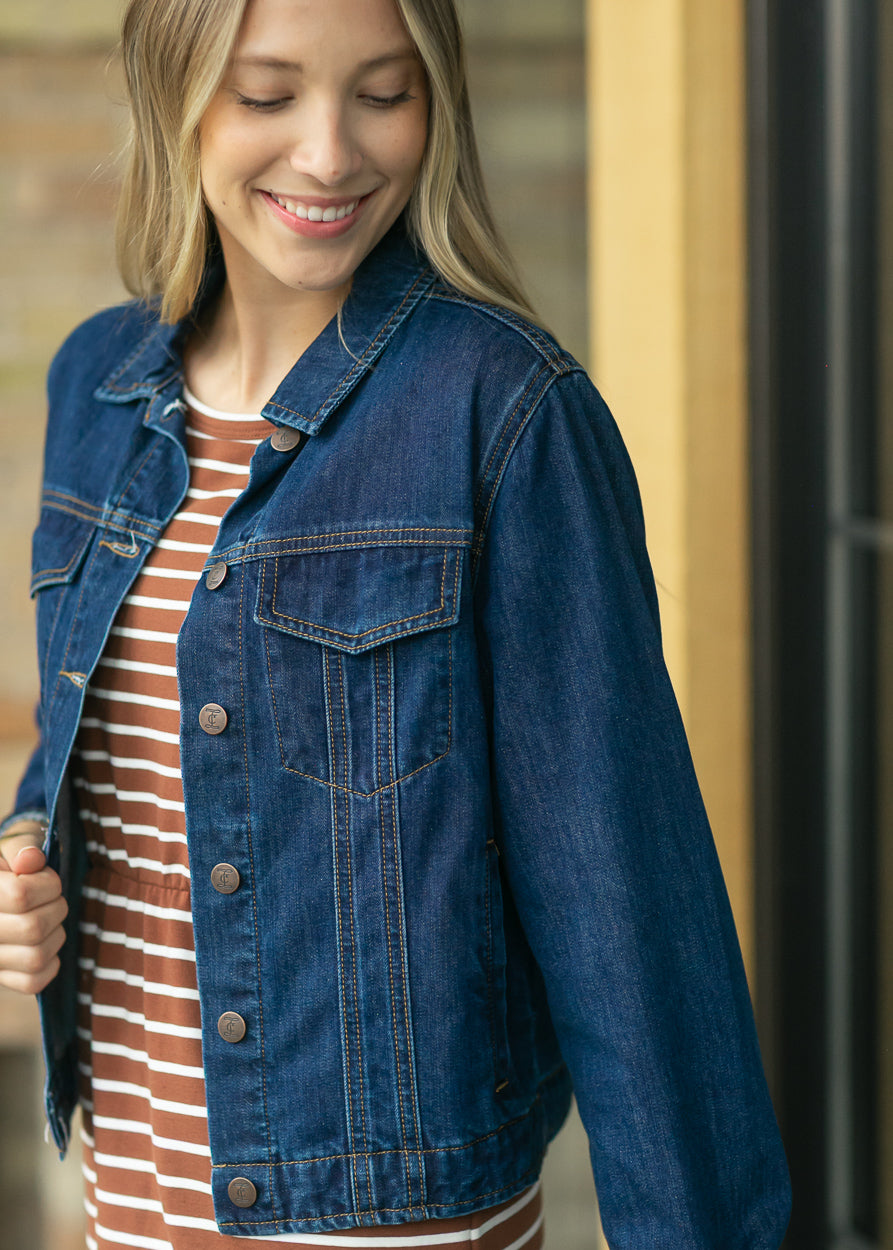 Shea Dark Wash Lightweight Denim Jacket IC Layering Essentials