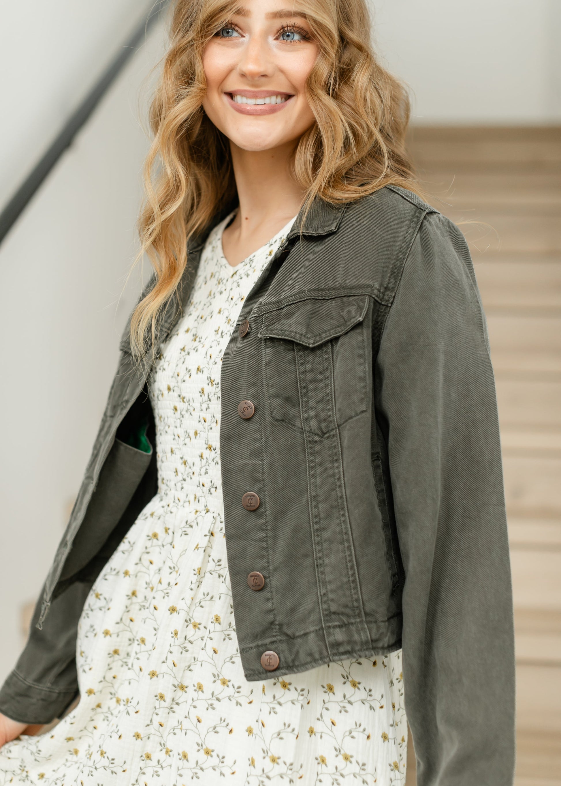 Shea Lightweight Denim Jacket IC Layering Essentials Olive