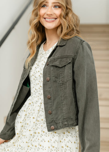 Shea Lightweight Denim Jacket IC Layering Essentials Olive