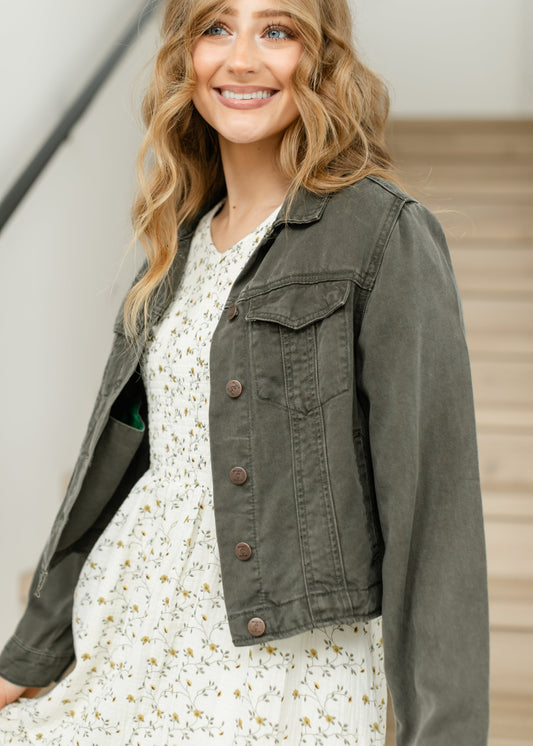 Shea Lightweight Denim Jacket IC Layering Essentials Olive