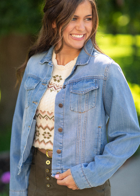 Shea Lightweight Denim Jacket IC Tops Blue / XS