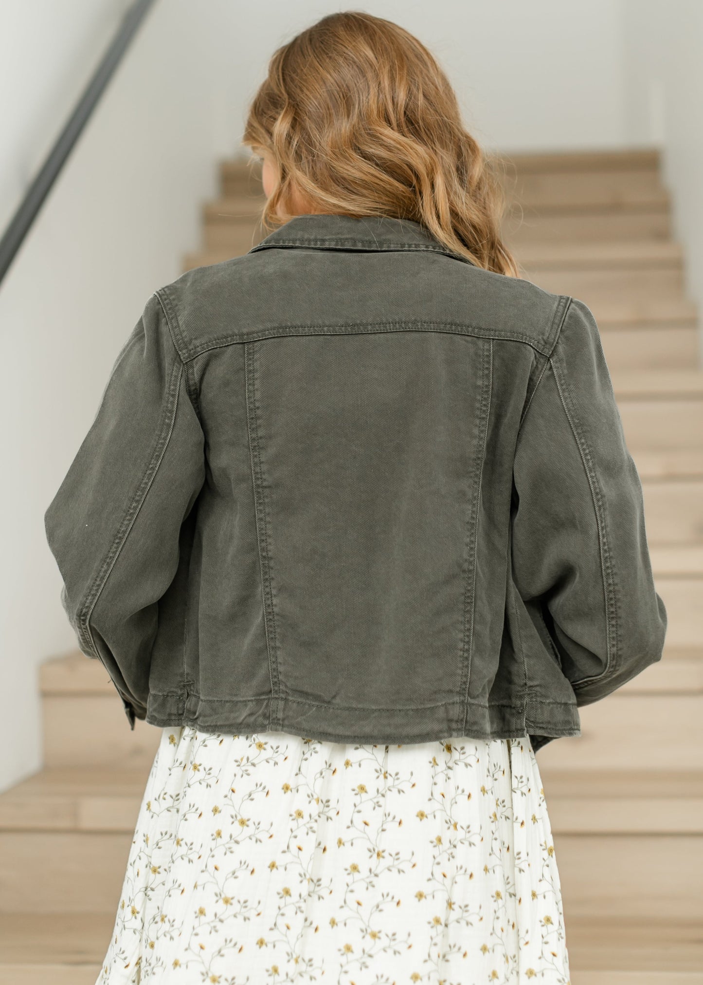 Shea Olive Lightweight Denim Jacket IC Tops