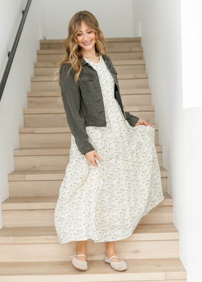 Shea Olive Lightweight Denim Jacket IC Tops