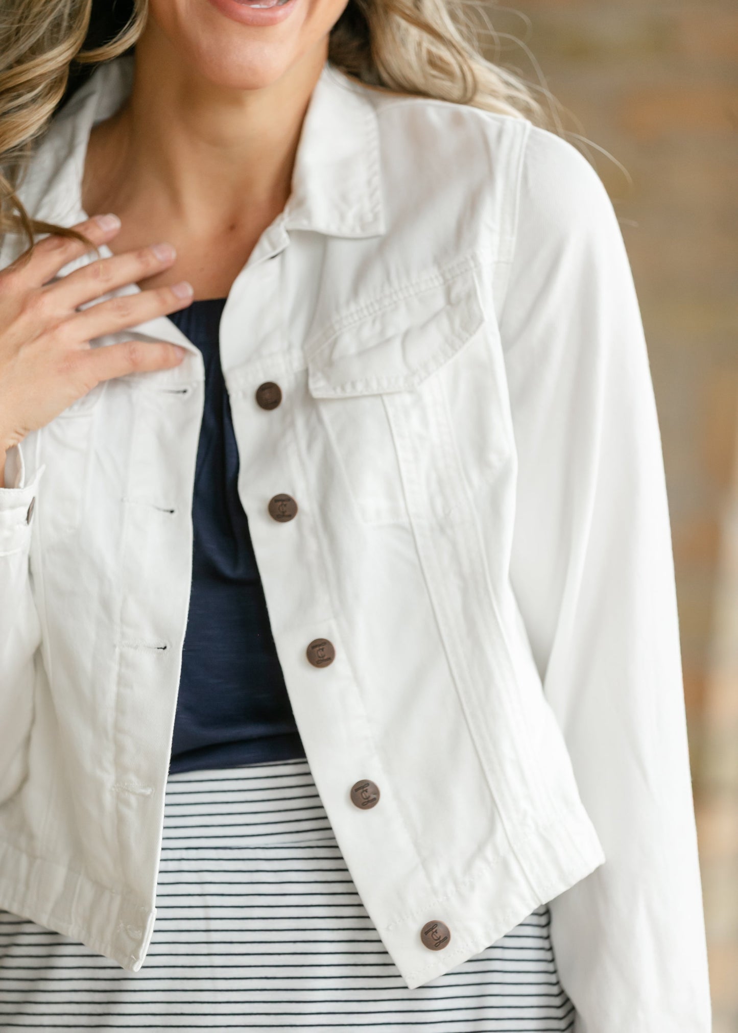 Shea White Lightweight Denim Jacket IC Layering Essentials