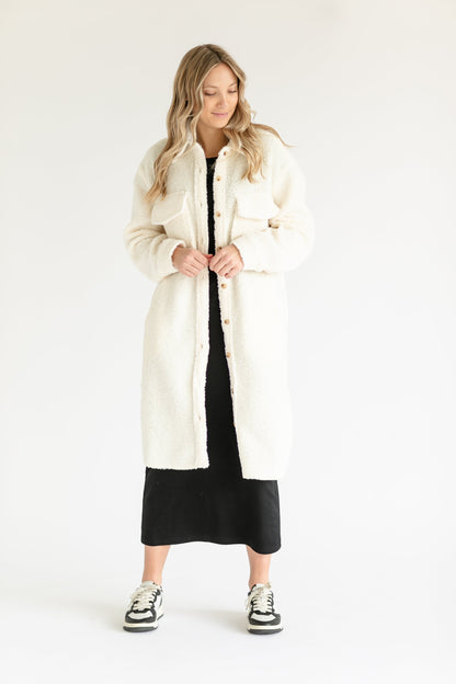 Sherpa Long Duster Button-Up Shacket FF Tops