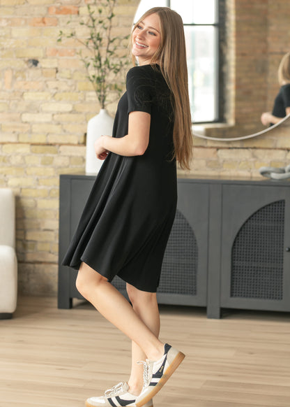 Short Sleeve A-Line Midi Dress FF Dresses