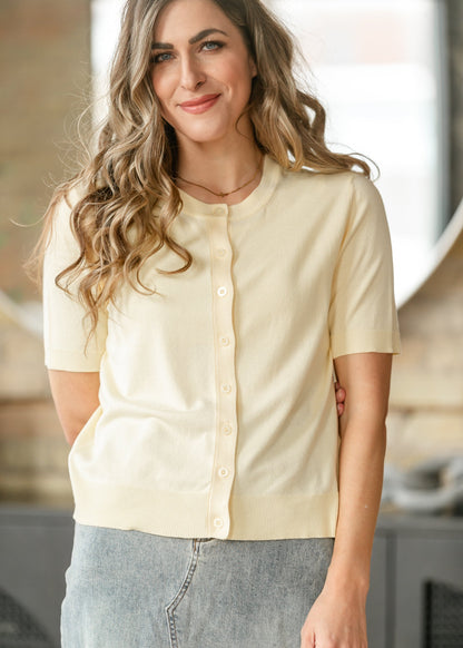 Short Sleeve Button Front Cardigan FF Layering Essentials