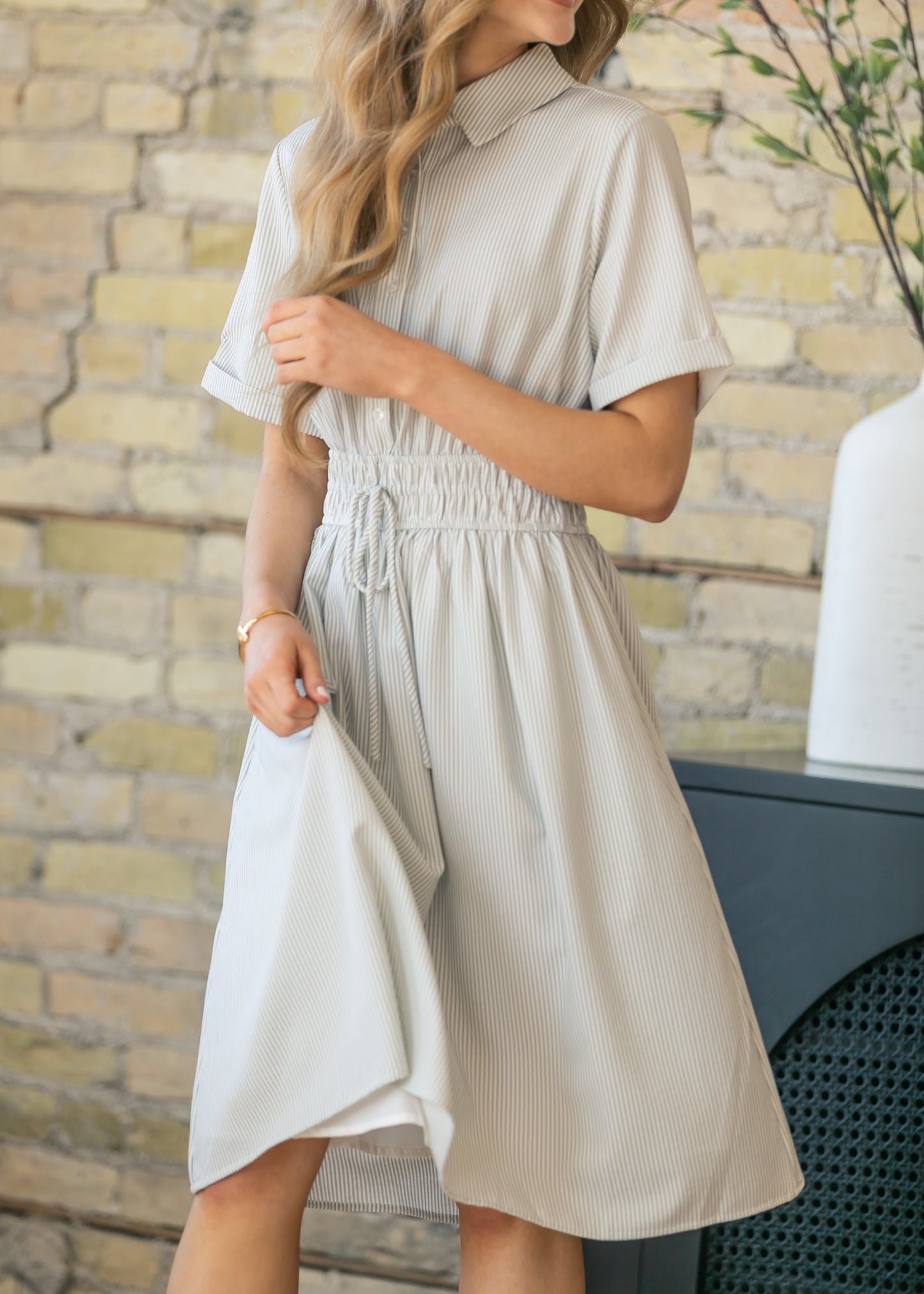 Short Sleeve Cuffed Midi Dress FF Dresses