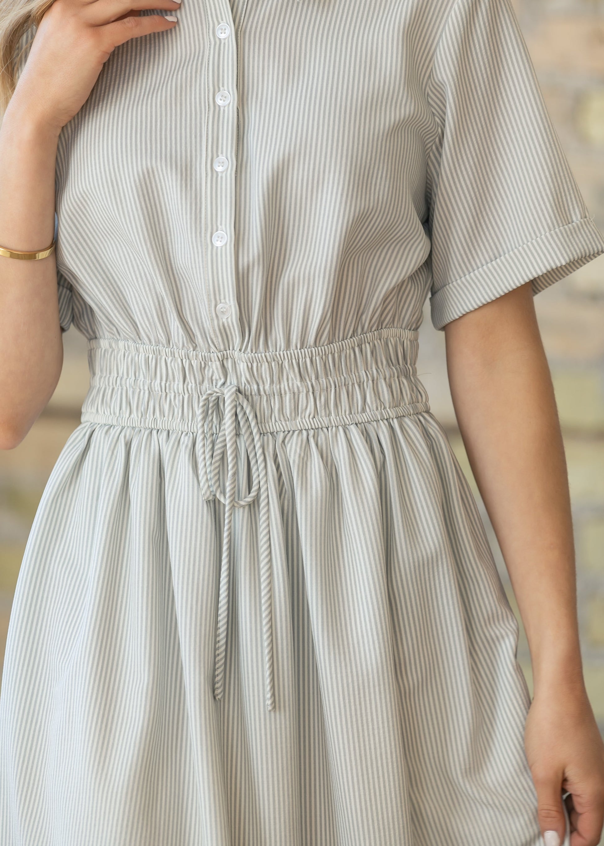 Short Sleeve Cuffed Midi Dress FF Dresses