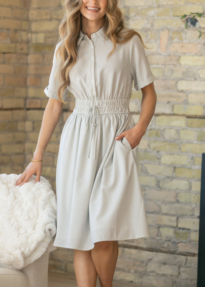 Short Sleeve Cuffed Midi Dress FF Dresses