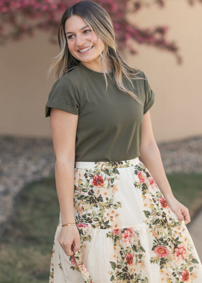 Short Sleeve Essential Basic T-Shirt IC Tops Olive
