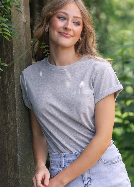 Short Sleeve Essential Basic Tee IC Tops Heather Gray / XS
