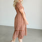 Short Sleeve Floral Smocked Midi Dress FF Dresses