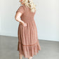 Short Sleeve Floral Smocked Midi Dress FF Dresses