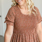 Short Sleeve Floral Smocked Midi Dress FF Dresses