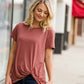 Short Sleeve Front Knot Top - FINAL SALE Tops