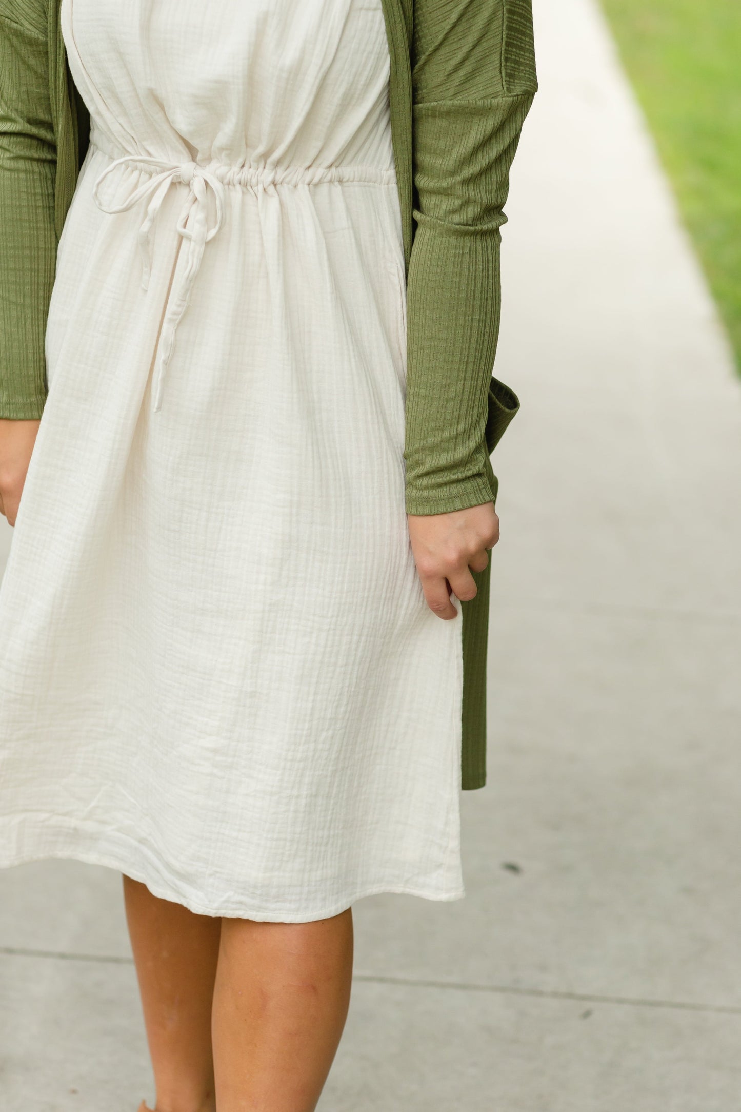 Short Sleeve Lined Tie Waist Midi Dress - FINAL SALE Dresses