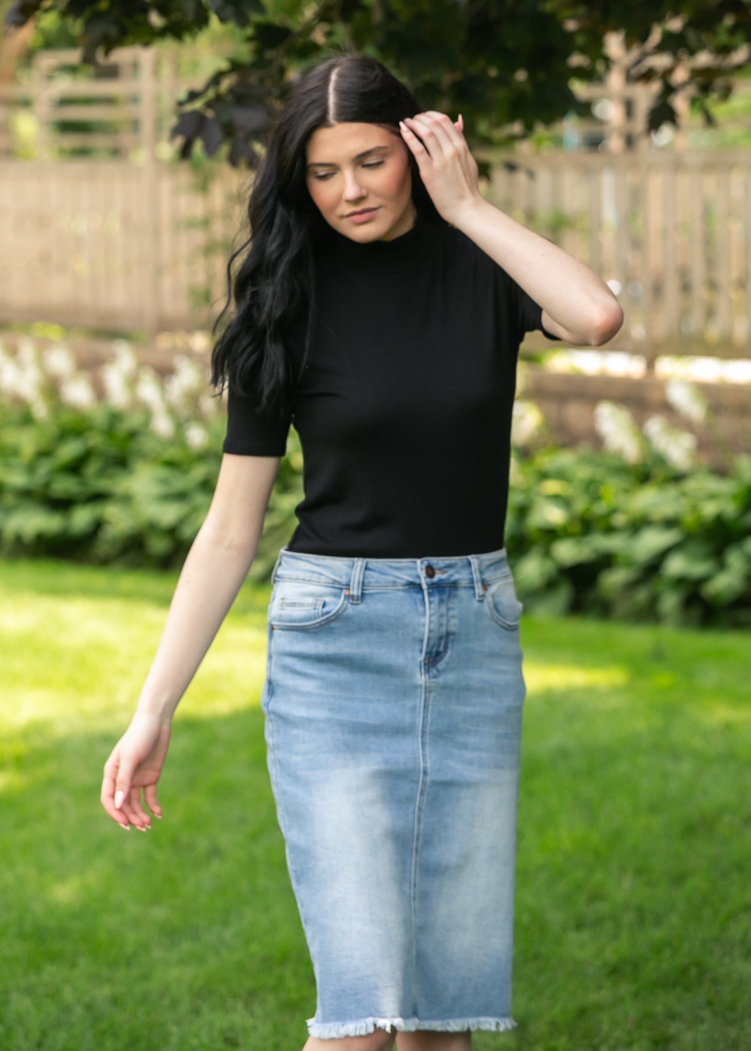 Short Sleeve Mock Neck Top FF Tops