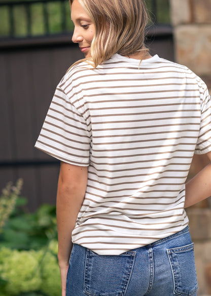 Short Sleeve Stripe Crewneck Tee FF Tops