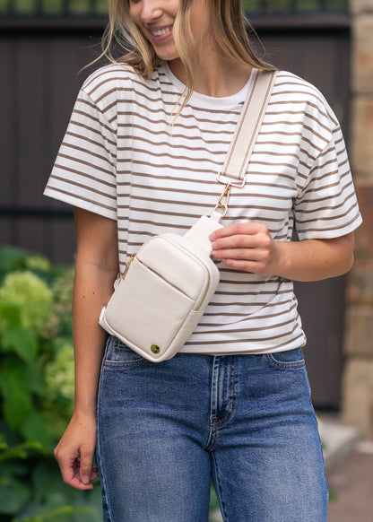Short Sleeve Stripe Crewneck Tee FF Tops
