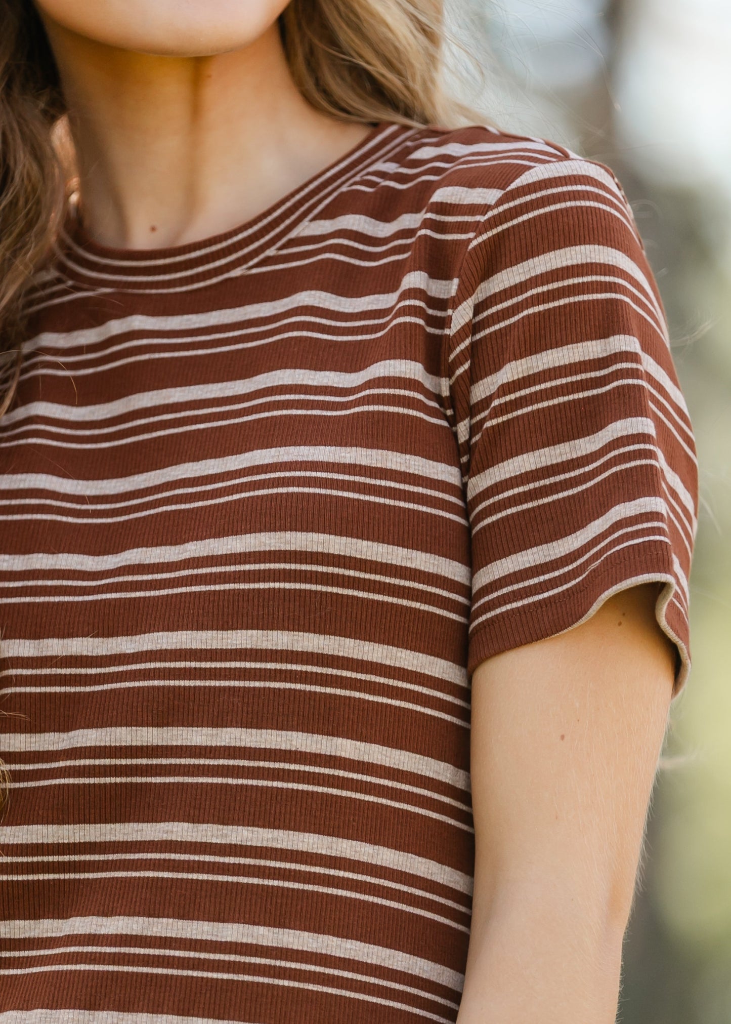 Short Sleeve Striped Knit Dress FF Dresses