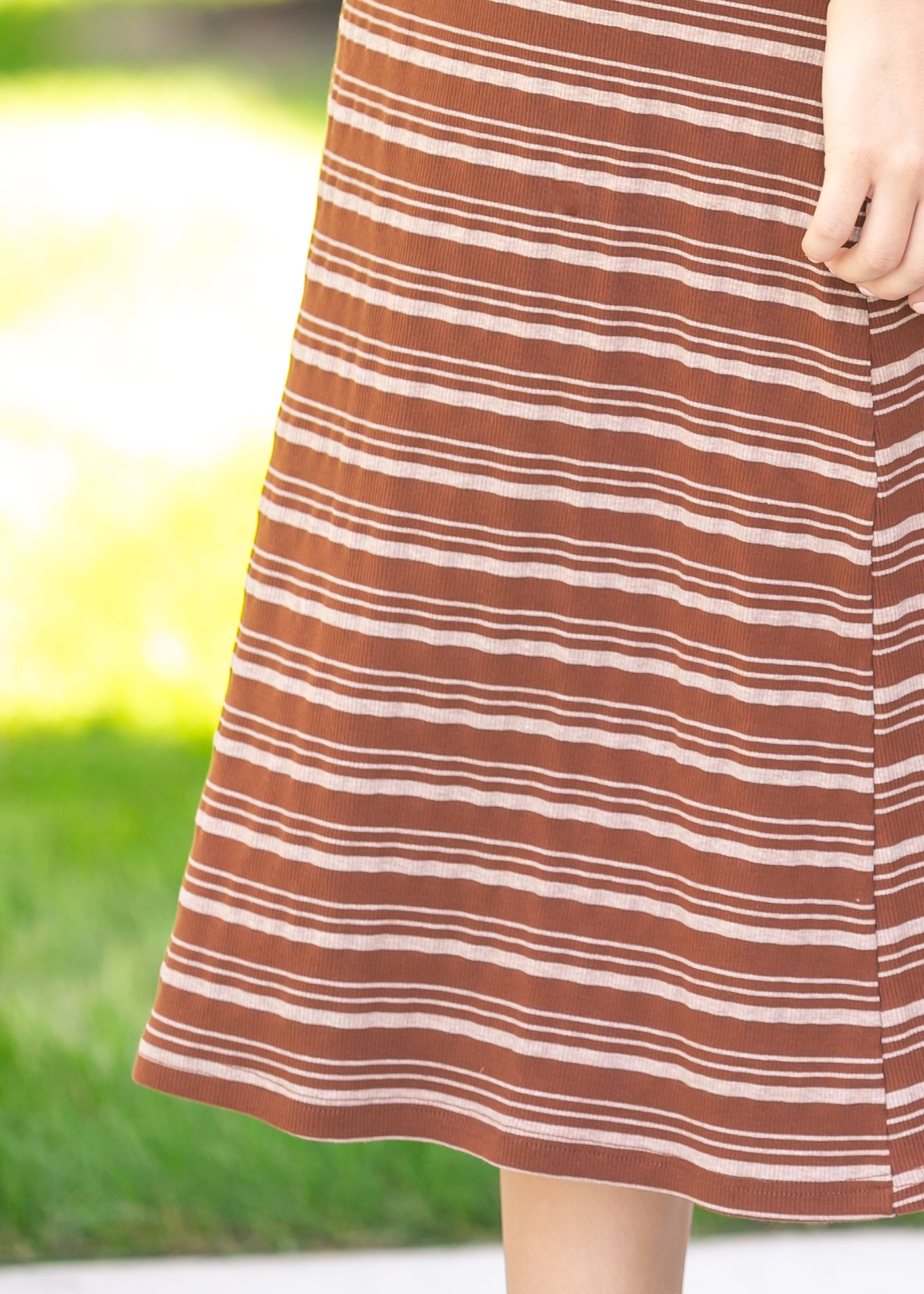 Short Sleeve Striped Knit Dress FF Dresses