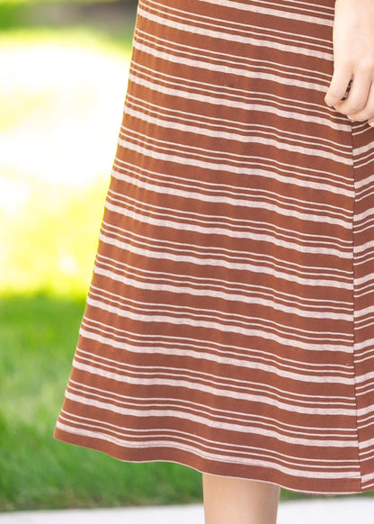 Short Sleeve Striped Knit Dress FF Dresses