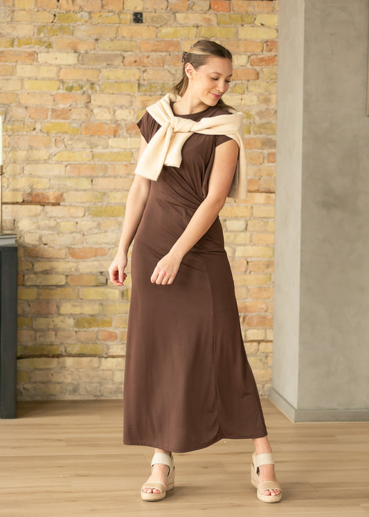 Short Sleeve Waist Detail Maxi Dress FF Dresses