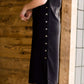Side Button Ribbed Midi Dress-FINAL SALE Dresses