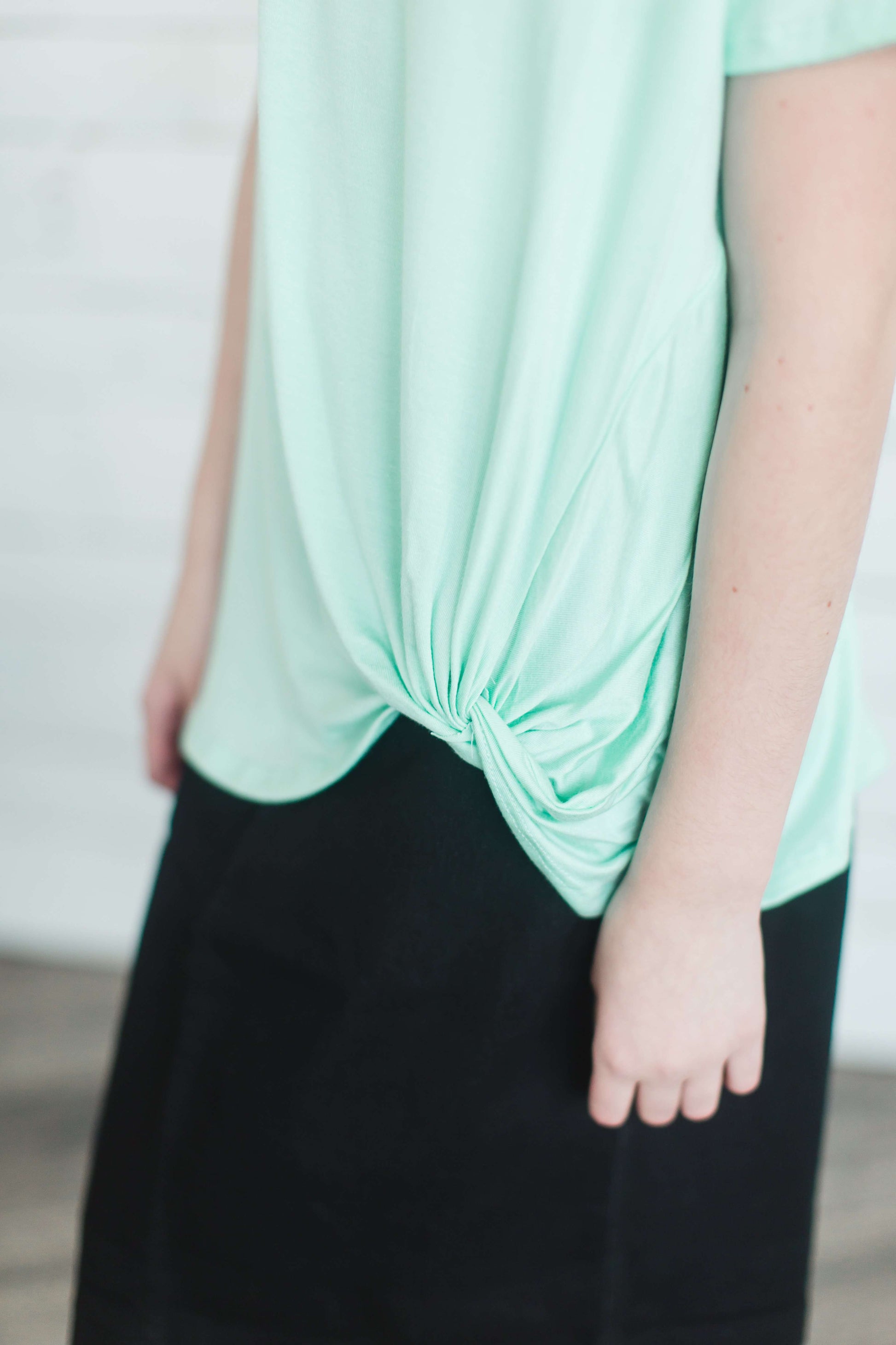 Side Tie Solid Tee-FINAL SALE Tops