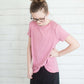 Side Tie Solid Tee-FINAL SALE Tops