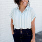 Side Tie Striped Button Up Top - FINAL SALE Tops