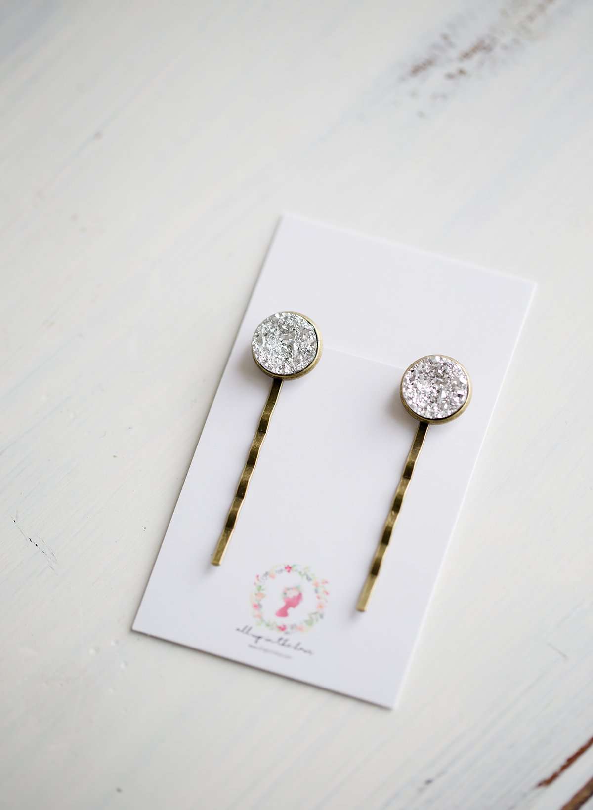 Silver Druzy Bobby Pins - FINAL SALE Accessories