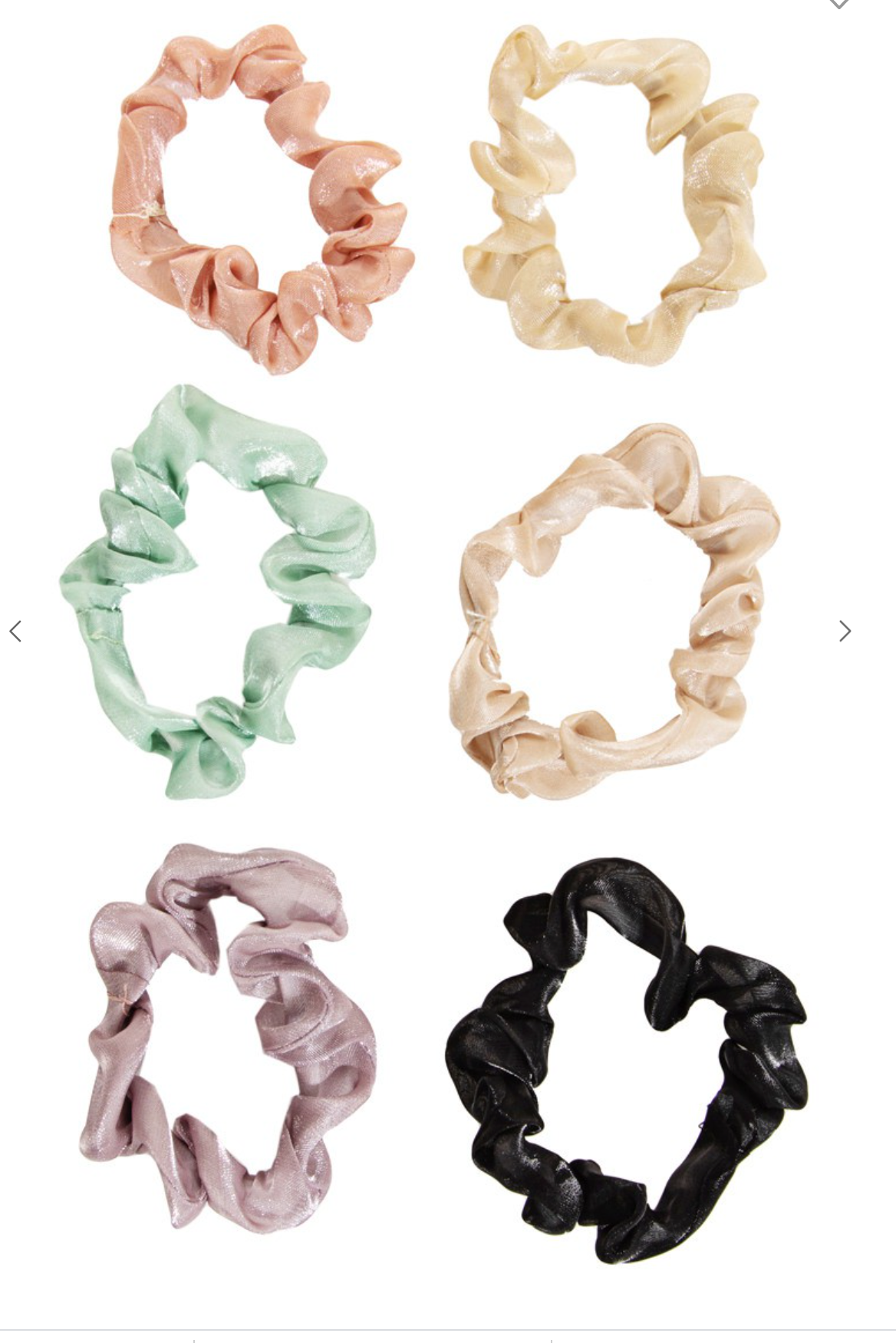 Six Piece Shimmer Hair Scrunchies - FINAL SALE Accessories