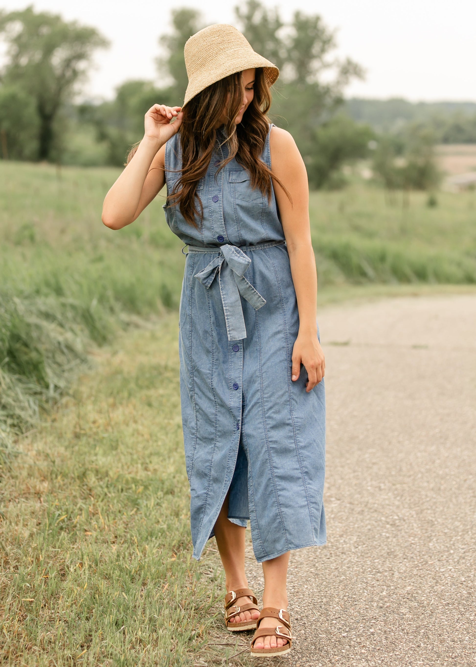 Sleeveless Belted Denim Dress - FINAL SALE Inherit Co. Sleeveless Belted Denim Dress - FINAL SALE Inherit Co.