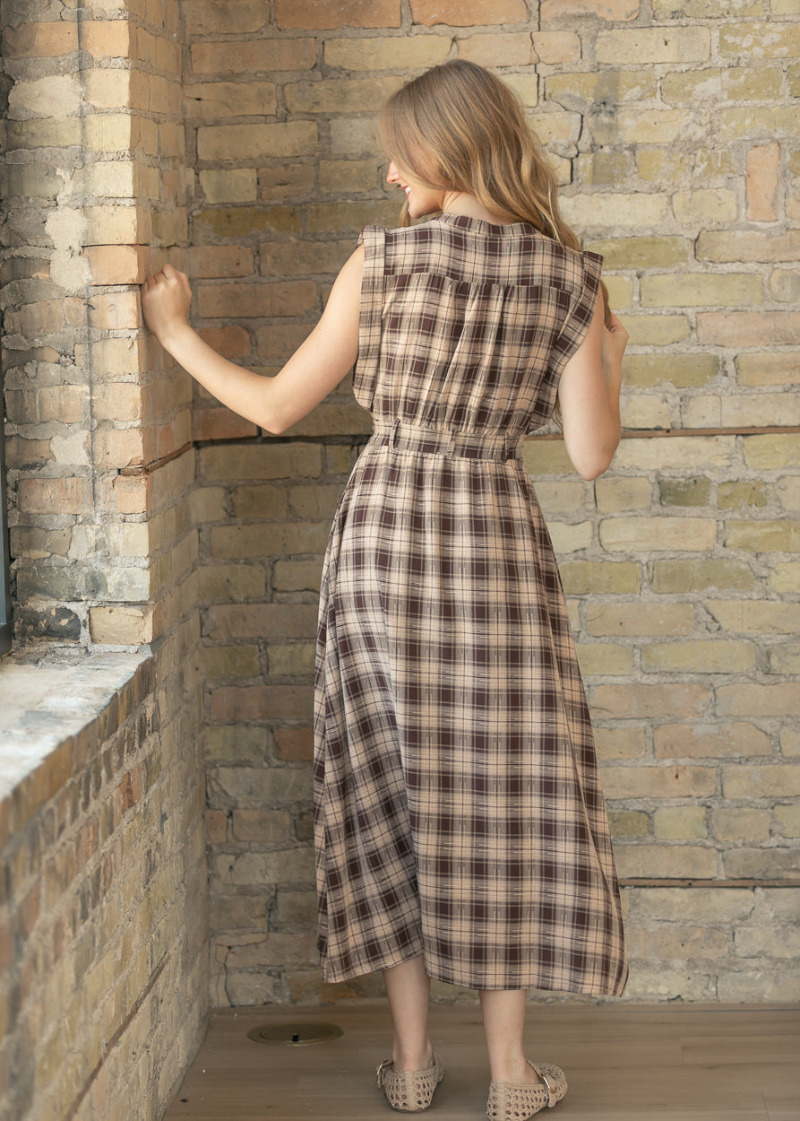 Sleeveless Button Down Belted Maxi Dress FF Dresses