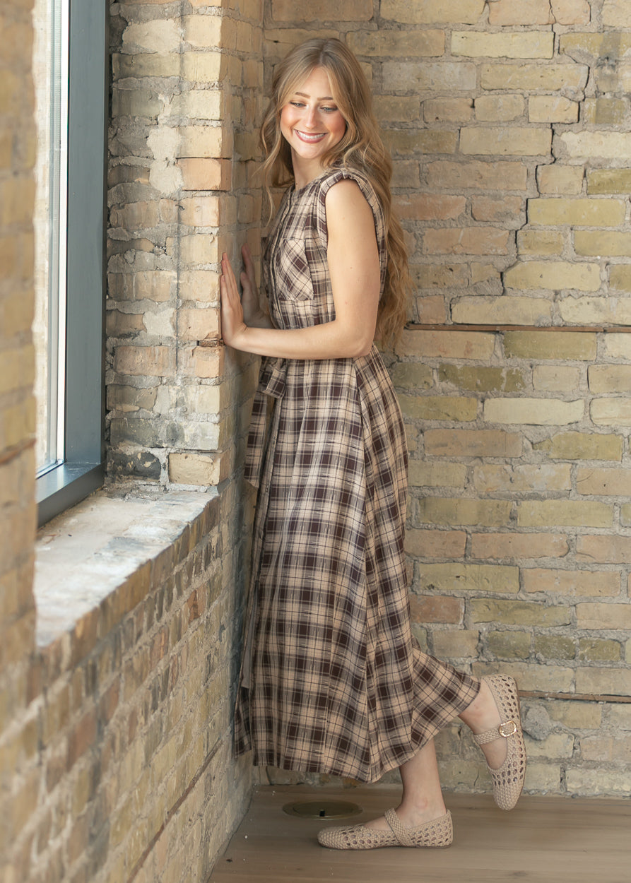 Sleeveless Button Down Belted Maxi Dress FF Dresses