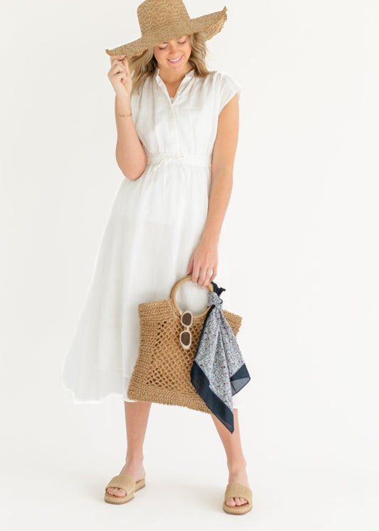 Sleeveless Button Front Tie Waist Maxi Dress FF Dresses