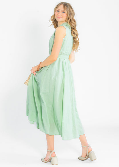 Sleeveless Linen Blend Maxi Dress FF Dresses