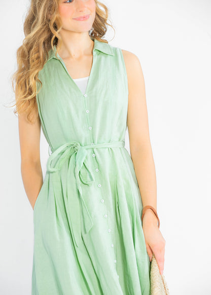 Sleeveless Linen Blend Maxi Dress FF Dresses