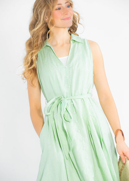 Sleeveless Linen Blend Maxi Dress FF Dresses