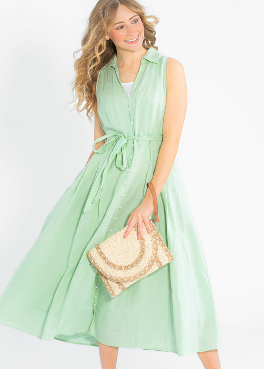 Sleeveless Linen Blend Maxi Dress FF Dresses