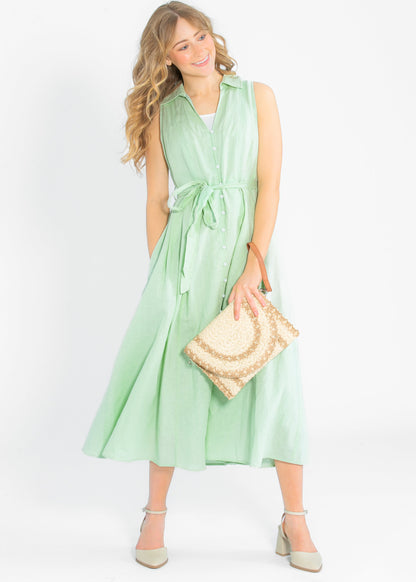 Sleeveless Linen Blend Maxi Dress FF Dresses