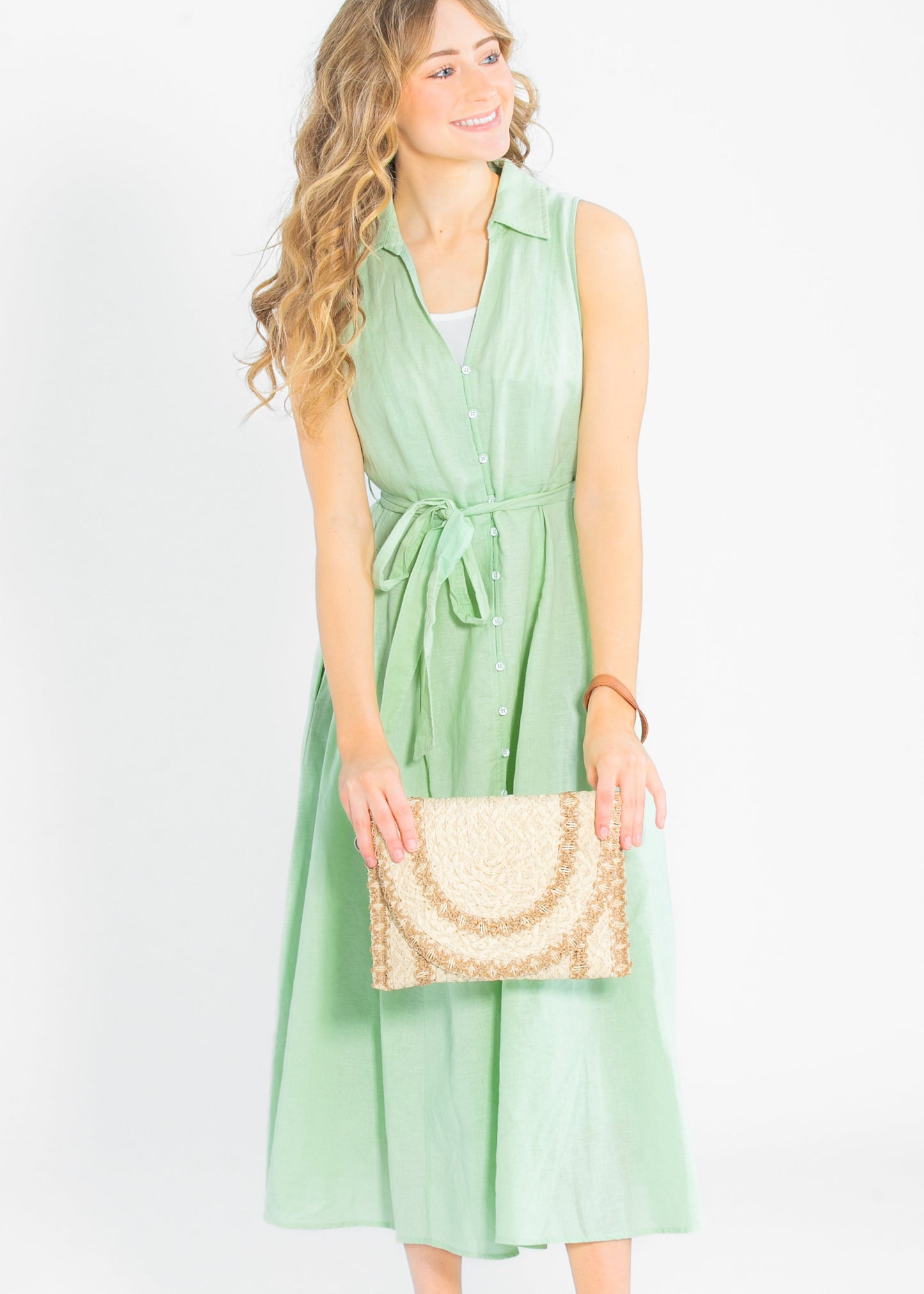Sleeveless Linen Blend Maxi Dress FF Dresses