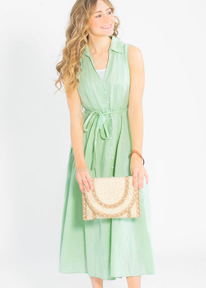 Sleeveless Linen Blend Maxi Dress FF Dresses