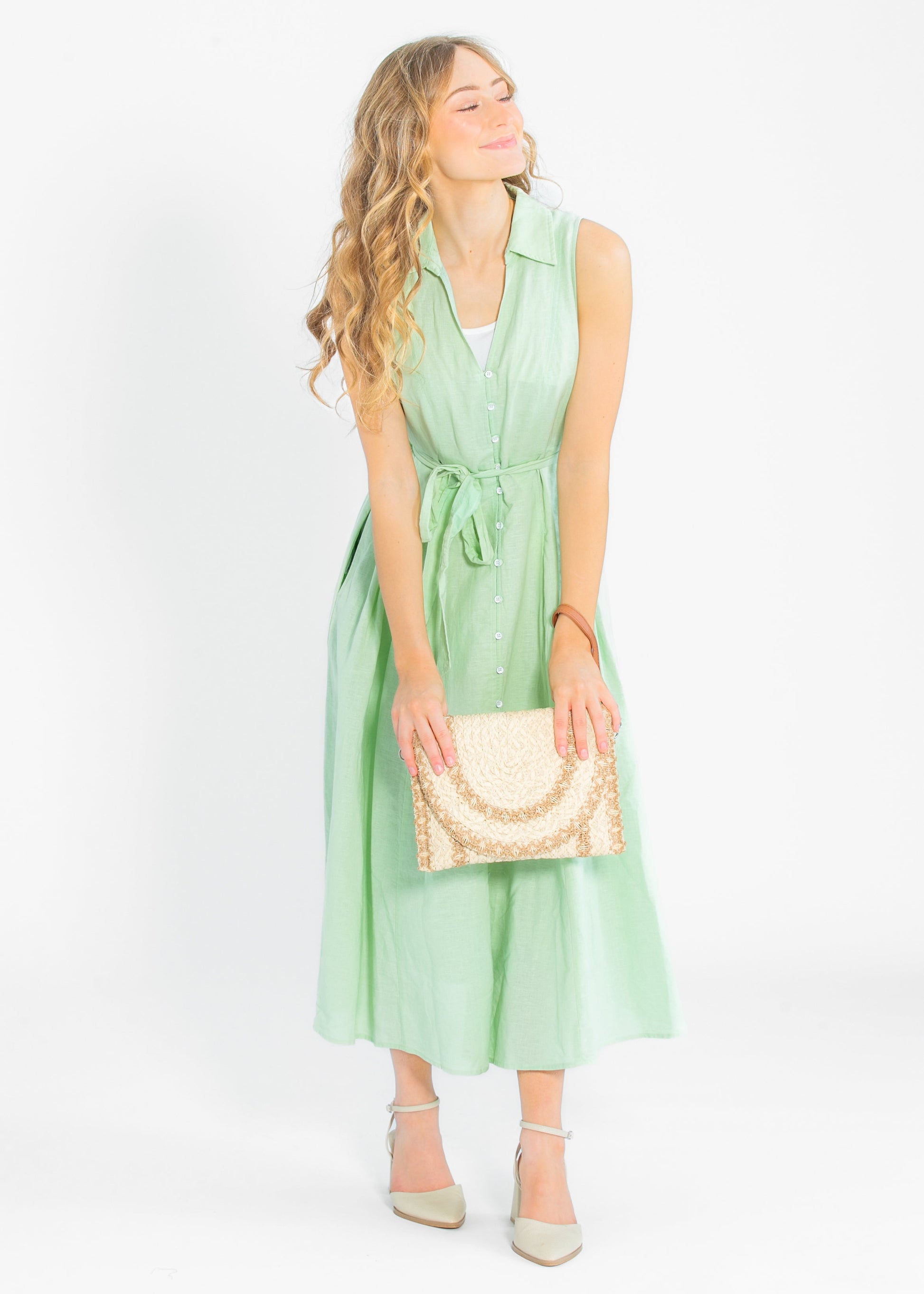 Sleeveless Linen Blend Maxi Dress FF Dresses