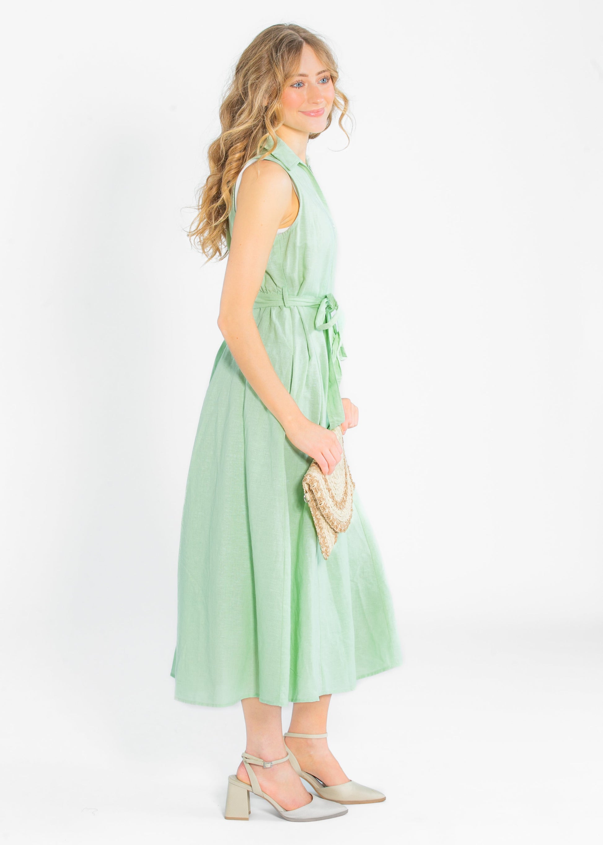 Sleeveless Linen Blend Maxi Dress FF Dresses