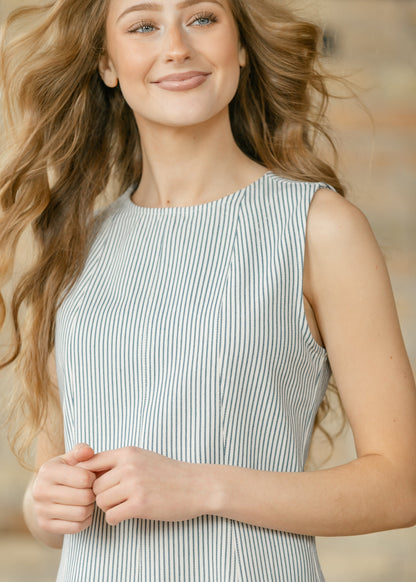 Sleeveless Pinstripe Midi Dress FF Dresses