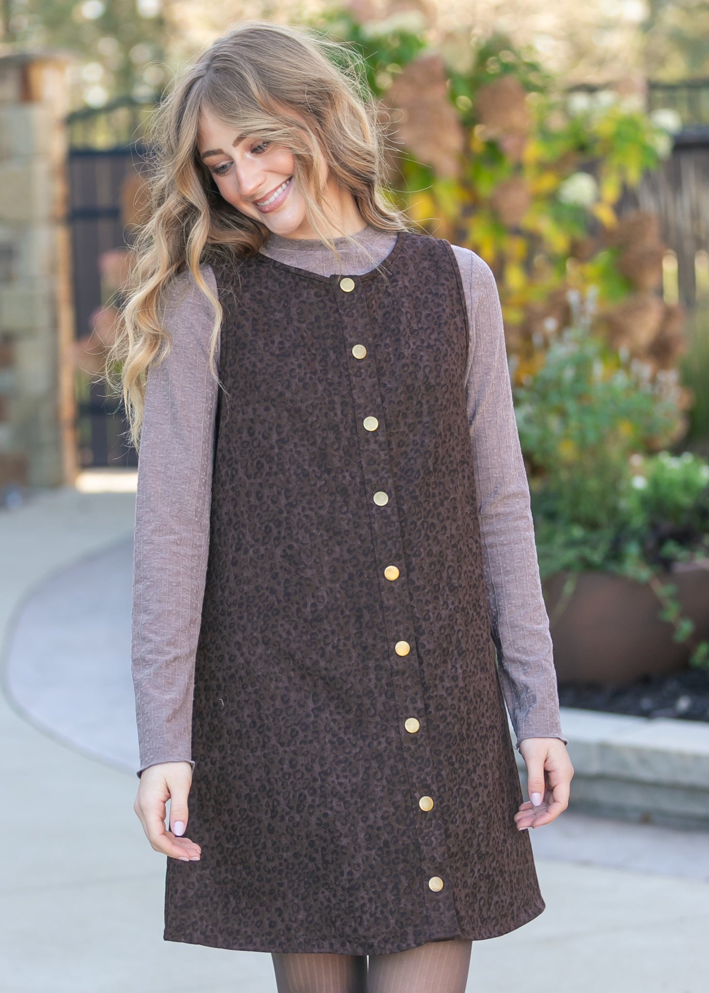 Sleeveless Printed Button Down Midi Dress FF Dresses