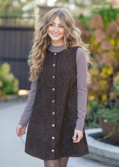 Sleeveless Printed Button Down Midi Dress FF Dresses